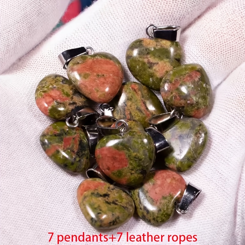 Natural Stone Heart-Shaped Pendant Set for DIY